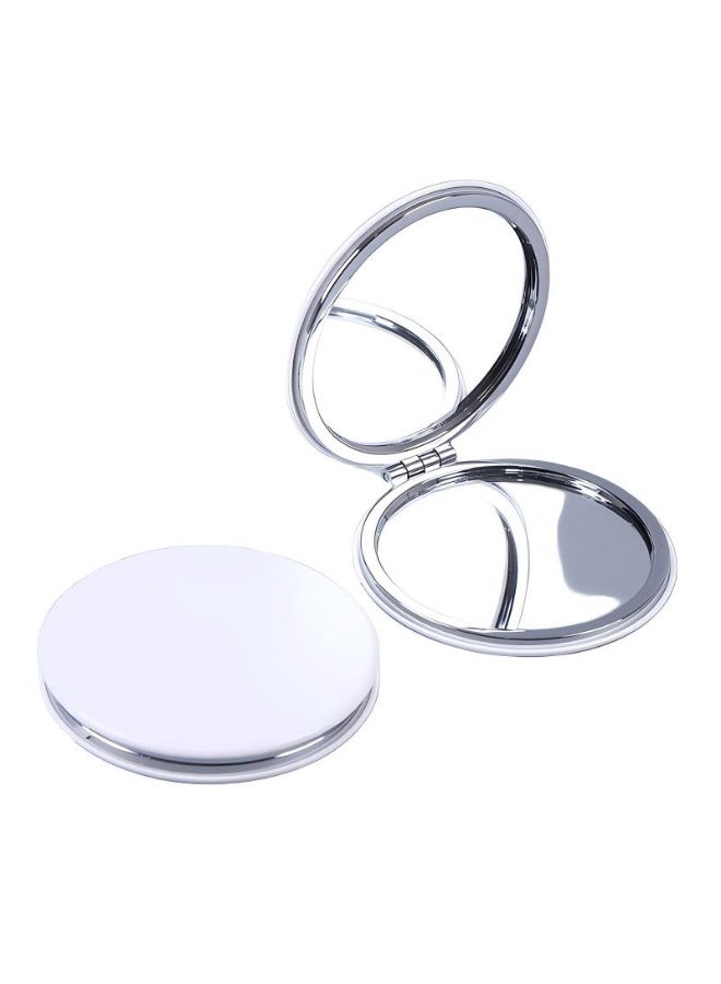 2PCS Compact Double-Sided Lightweight Pocket Mirror,Double-Sided Makeup Small Mirror for Purse with 1X/3X Magnification PU Leather (White, 3.1") - Image 1